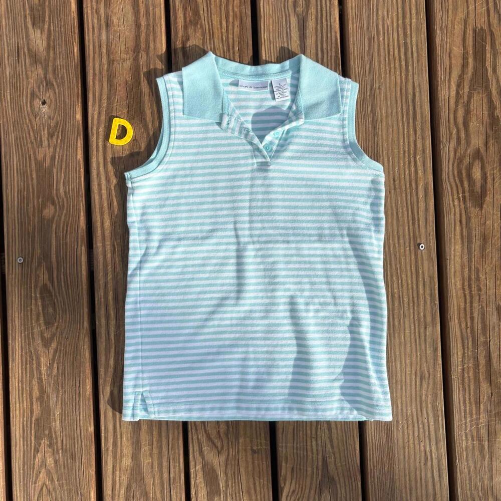 Preppy & Chic: Striped Polo Sleeveless Top ✿